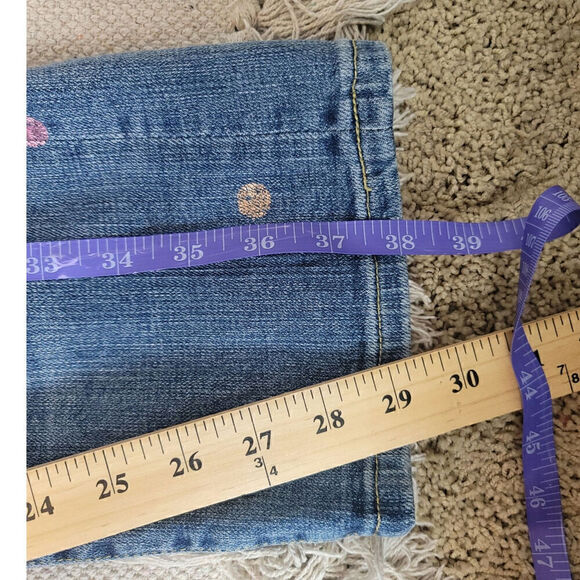 PILCRO POLKA DOT METALLIC HYPHEN STRAIGHT LEG JEANS, SZ 31 - Picture 15 of 15